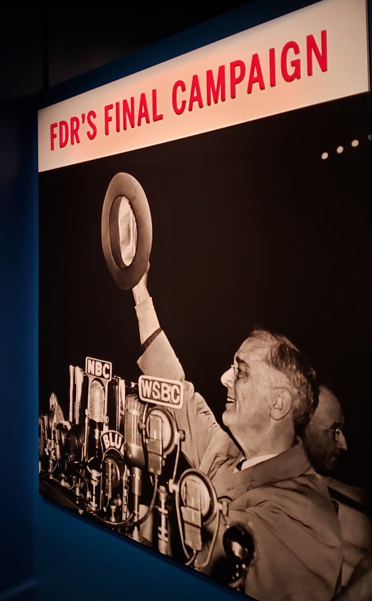 FDRLibrary's tweet photo. #BehindTheScenesMW The graphics for our upcoming exhibit "FDR's #FinalCampaign" are up. This exhibit explores FDR’s vision for the future and the campaign he undertook during his last months to secure it. Opening later this summer: https://t.co/IIzdAs00LC https://t.co/cnql39ZmHD
