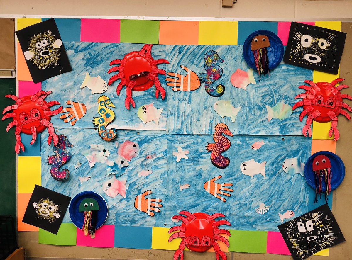 SarahRuta's tweet photo. We had a wonderful week of learning about ocean creatures. 🐠🐙🐢🦀🐳🐬@SYD_books_LDSB https://t.co/aP2CLLUZOy