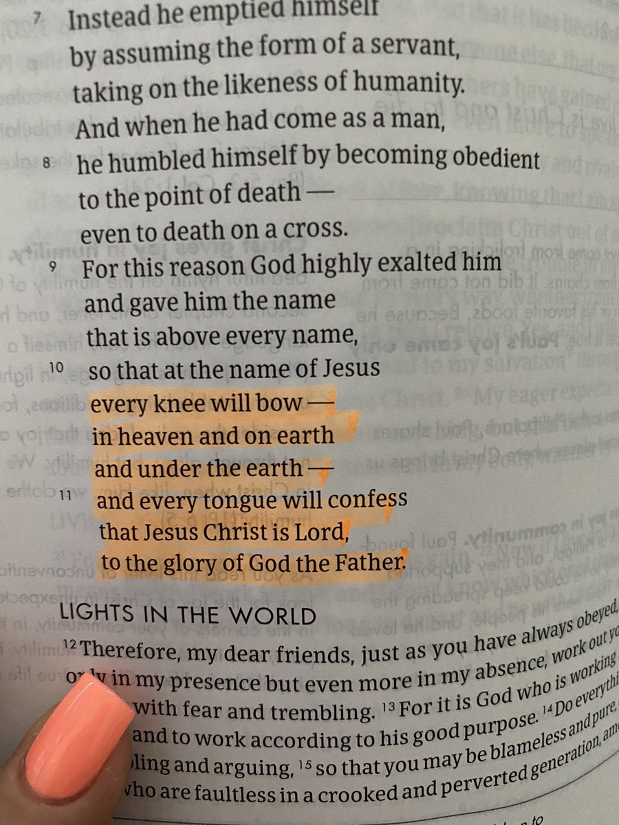 laineyyyjones's tweet photo. Philippians 2:10-11 
EVERY knee will bow and EVERY tongue will confess that Jesus Christ is Lord. 
AMEN https://t.co/CqAIU9SXWg