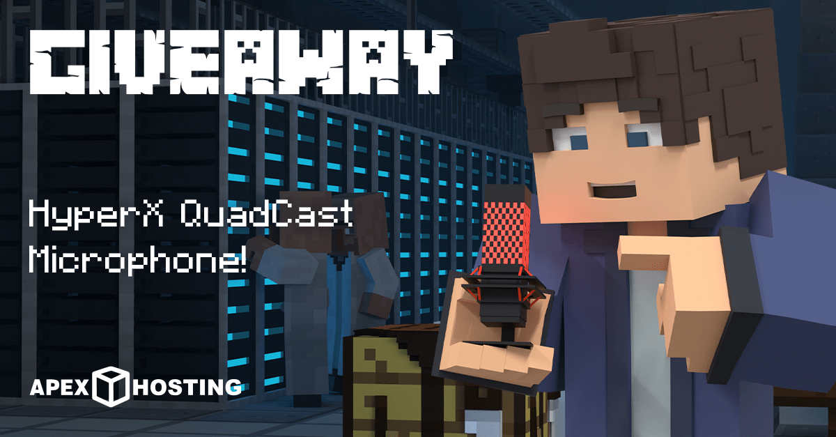 apexhosting's tweet image. This month we will be giving away a free 2GB server for 6 months and a HyperX QuadCast Microphone to one winner! 😎📣
Be sure to enter for your chance to win!
apexminecrafthosting.com/giveaway/
#Minecraft