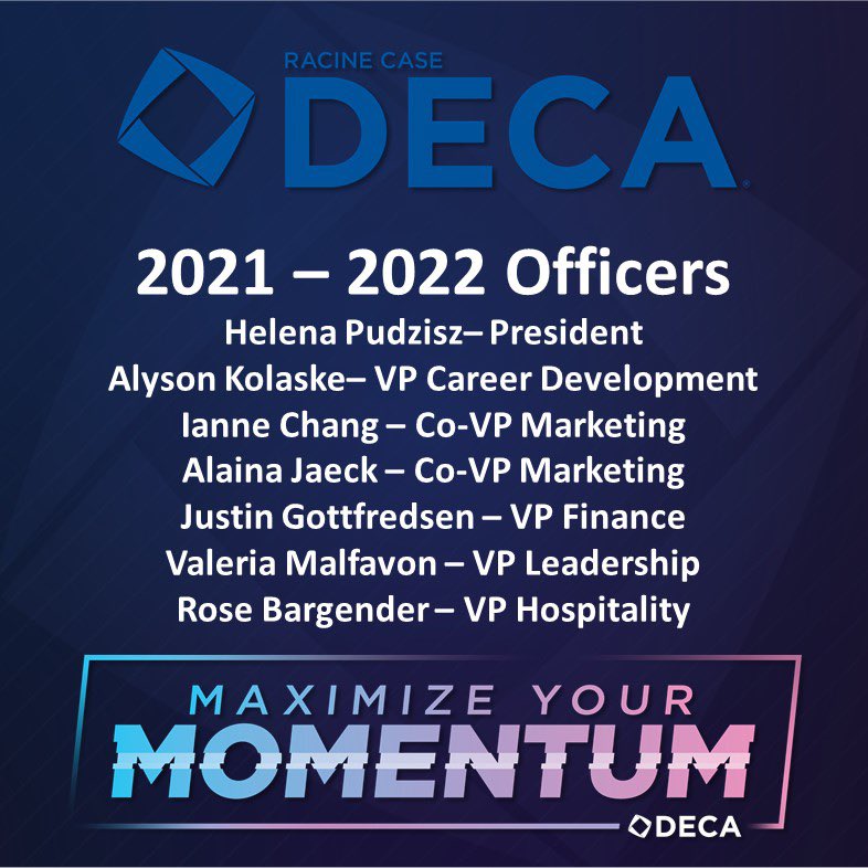 We are so excited to announce our 2021 - 2022 Officer Team!! 

#wideca #DECA #maximizeyourmomentum #RacineCaseDECA #CaseEagles