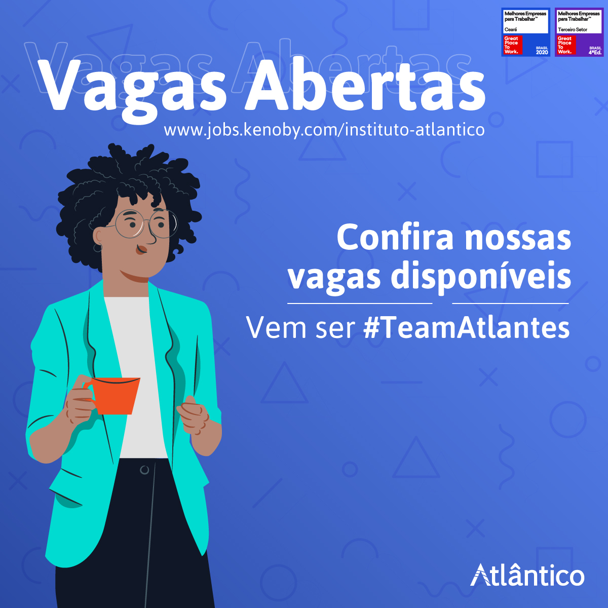 iatlantico's tweet photo. Quer fazer parte do time de talentos do Atlântico? Então aproveita, porque temos vagas abertas e você pode conferir todas em nosso portal de carreiras: https://t.co/74tP9jC8U2

#institutoatlântico #temosvagas #teamatlantes #vagasti #tech #atlântico https://t.co/y712ZyJnTc
