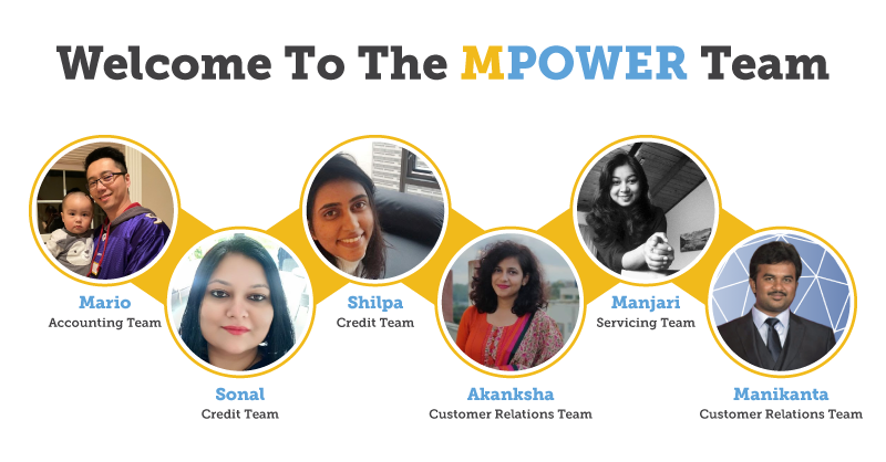 MPOWERfinancing's tweet photo. We’re very excited to welcome the newest members of #teamMPOWER! Please say hello to Mario, Sonal, Shipa, Akanksha, Manjari, and Manikanta 👋🏼 What a talented group! https://t.co/IXSu5wltNc