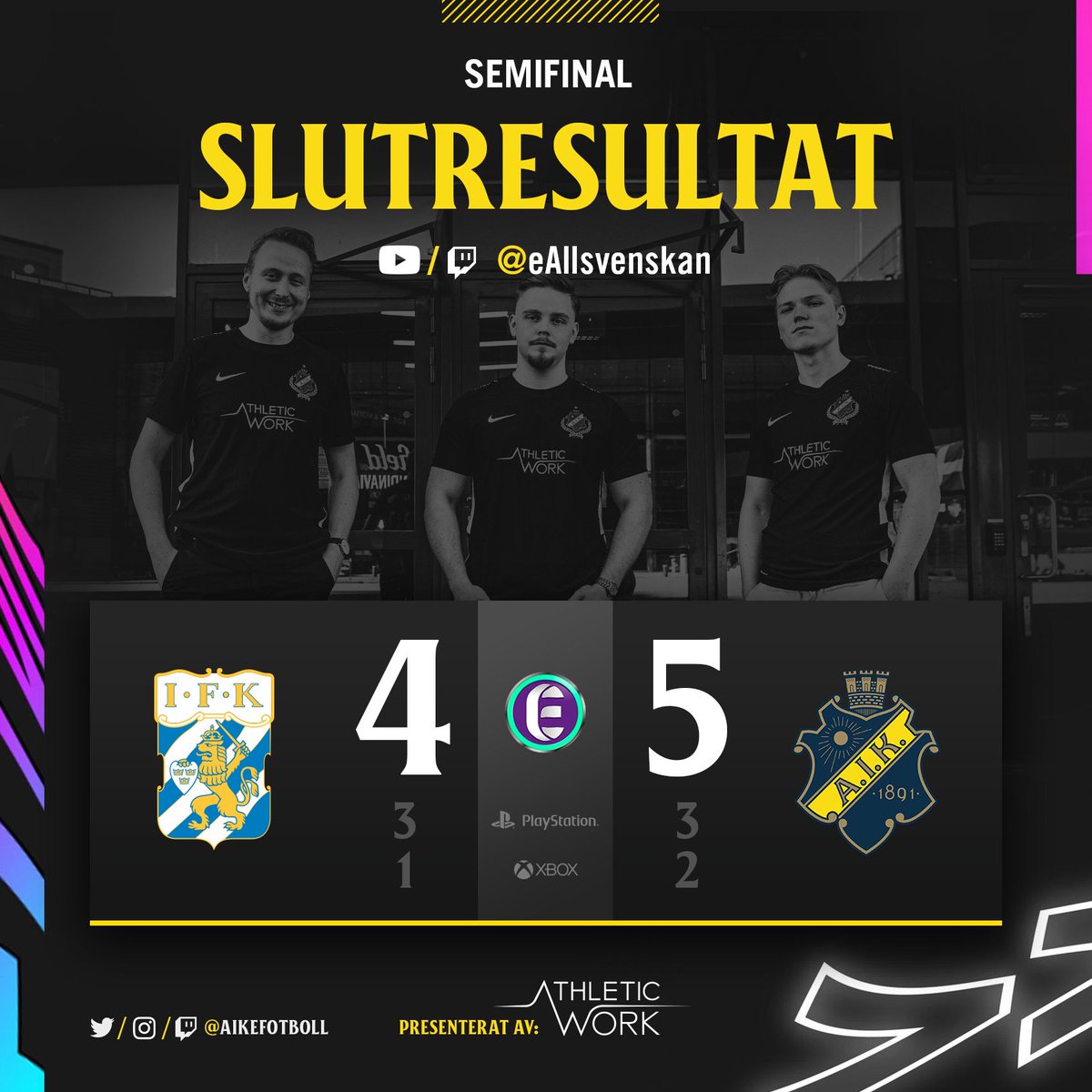 AIKeFotboll's tweet photo. AIK är i final efter att ha slagit ut IFK Göteborg! https://t.co/91Rhy6lJva