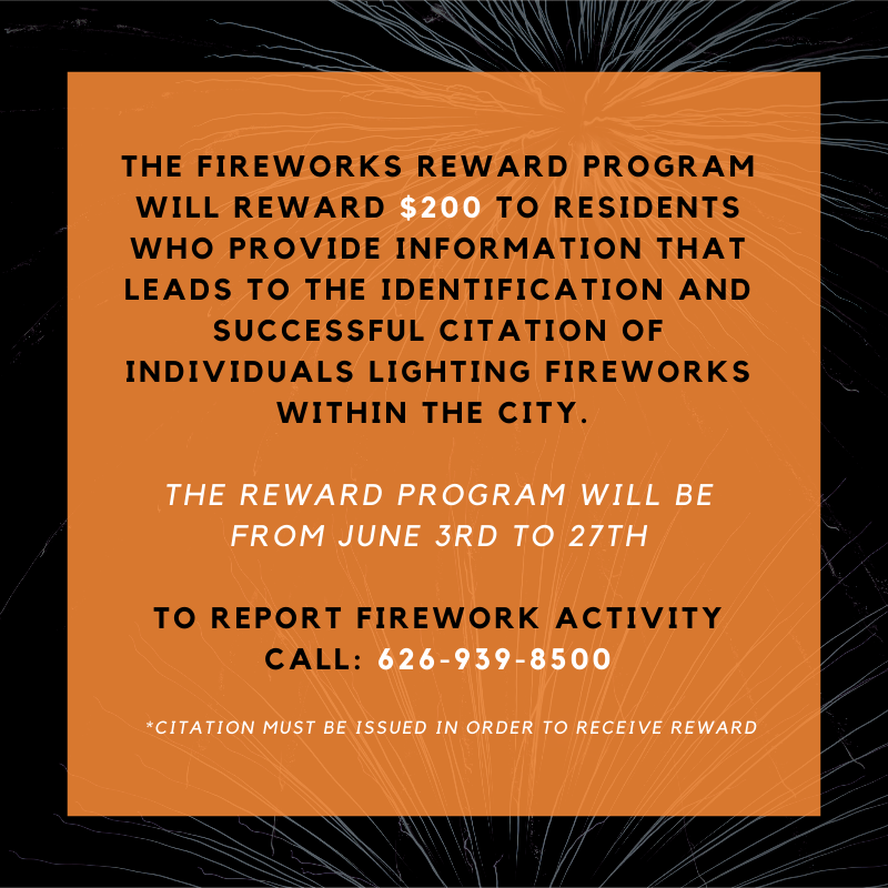 West Covina Police on Twitter "Fireworks Reward Program (From June 3rd