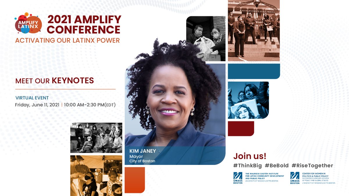 We are honored to announce that <a href="/Kim_Janey/">Kim Janey</a>, 55th Mayor of <a href="/CityOfBoston/">City of Boston</a> will be a Keynote Speaker at our 2021 @AmplifyLatinx Conference! 🗣️ Friday, 6/11, 10AM-2:30PM. 
RSVP: hubs.li/H0PsTZP0

#ThinkBig #BeBold #RiseTogether #ActivatingOurLatinxPower #2021AmplifyConference