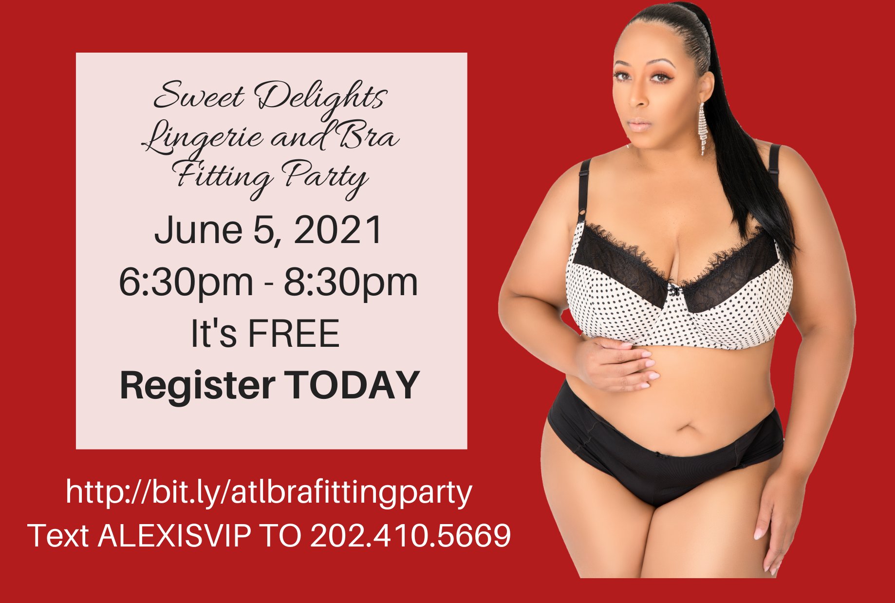 Plus Size Events on X: Are you in the Atlanta area? Join Alexis Simone for  a FREE bra fitting party. Register here   #plussizebras  / X