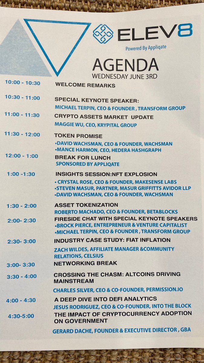 PermissionIO's tweet photo. Speakers joining @PermissionCEO today at the @ELEV8con summit 🤩

@michaelterpin
@MaggieWu_KG @KrypitalGroup
@davidwachsman @Wachsman_
@crystalrose @SenseChat
@MGA_Law
@robmachadosf @betablocksco
@brockpierce
@CelsiusNetwork
@jrdothoughts @intotheblock
@gerard_dache @gbaglobal https://t.co/aaK7jt1Rp3