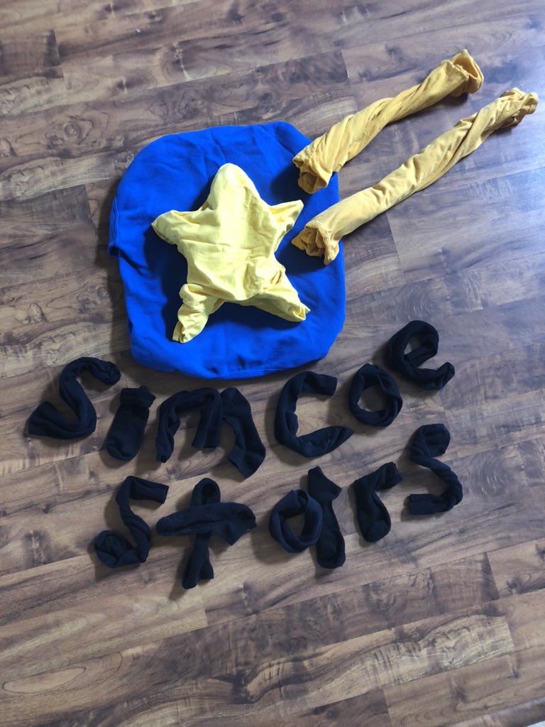 TraceyBambi's tweet photo. Today we did Laundry Art for online school. Missing all my stars in grade 2/3. 💙🌟💛 https://t.co/yEeeRu39qp