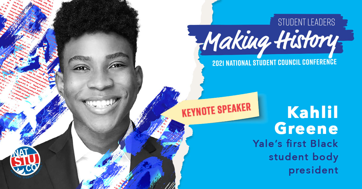 Make history at the virtual 2021 National Student Council Conference, featuring visionary speakers like Kahlil Greene, the first Black student body president of Yale University. Register today and join us June 22–25! #NatStuCo21 bit.ly/3oxYeac