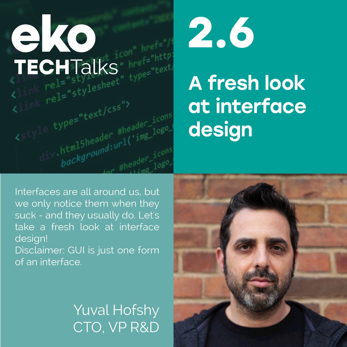 Big shoutout to the one and only @hofshy for kicking off our #ekoTechTalks program, where @ekovideo devs share their knowledge with their peers, with an eye-opening presentation about interfaces.