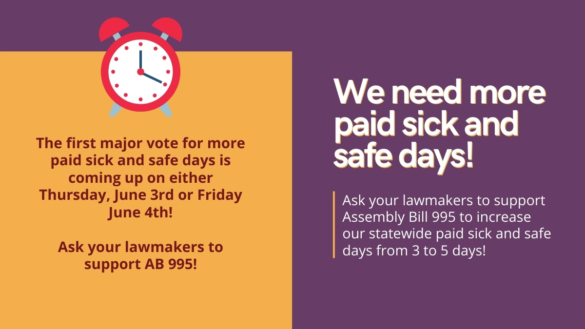 oneunionmom's tweet photo. We/@WorkFamilyCA is supporting #AB995 (@LorenaSGonzalez) because 3 #paidsickdays is not enough! If we learned anything in this pandemic, it's that this basic right can save lives!
Take Action Here: https://t.co/Kev412C7Zm https://t.co/bjVR4Th2u2