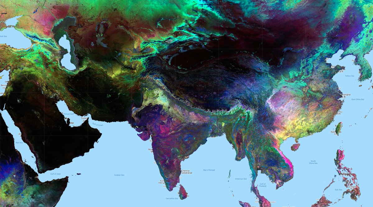 angelini75's tweet image. I always though that seasonal variation should be a good (and meaningful) covariate for #DigitalSoilMapping. So I estimated the standard deviation of NDVI 2000-2021 for each season (Red = DecJanFeb, Green = MarAprMay, Blue = SepOctNov) @yabellini