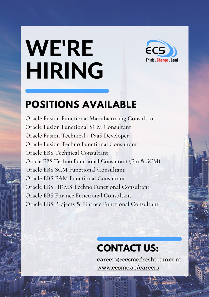 techecsinc's tweet image. We Are building our Team of Oracle Experts. And we are excited to have you...Come Join Us!!
#WeAreHiring #Oracle #Oracleexperts #jobseekers #oracleebs #hiring #HIRINGNOW