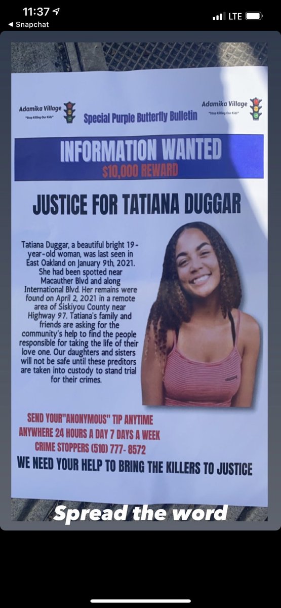 ayrianaaaarunge's tweet photo. SPREAD THE WORD 🗣 #JUSTICE4TATIANADUGGER💕 https://t.co/sknsq9fOx5