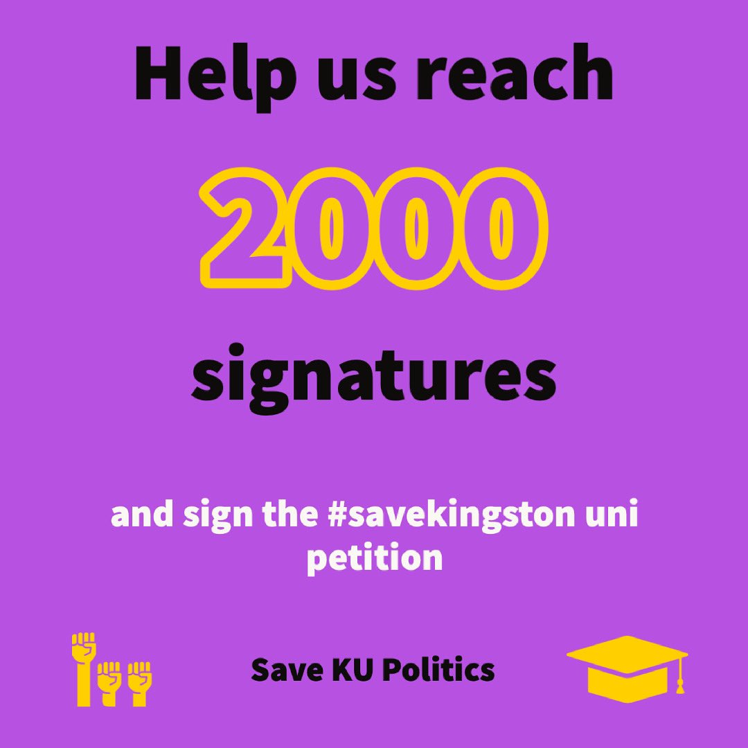 We hope everyone has been enjoying the sunshine ☀️ this week. Please sign our petition if you haven’t already and sign the petition in @savekingstonuni bio.

#savekingstonuni #savekupolitics