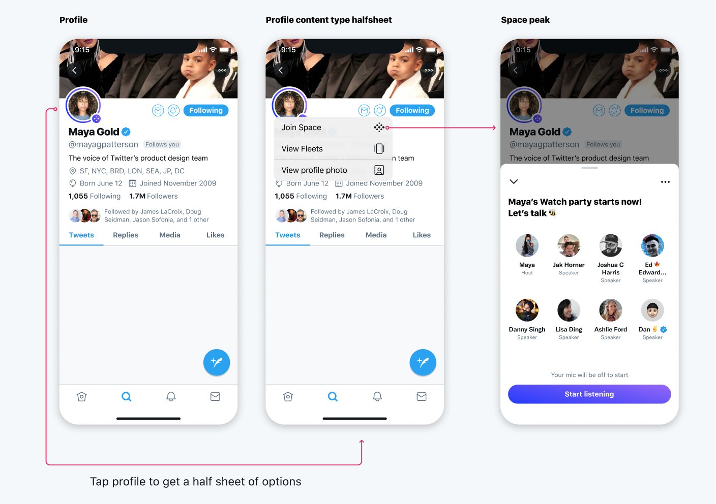 Spaces on Twitter "if you've blocked someone they will not see this on