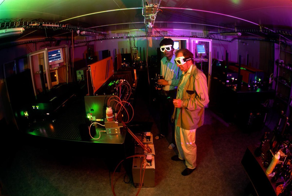 CERN's tweet photo. Disco party at CERN? 🕺 #ThrowbackThursday #TBT

In fact, this photo from July 2000 shows researchers preparing laser beams to shoot at antiprotonic helium atoms in the ASACUSA experiment. 🎇

Find out more: https://t.co/AqbdVq6JGg https://t.co/eIxQe5J7f8