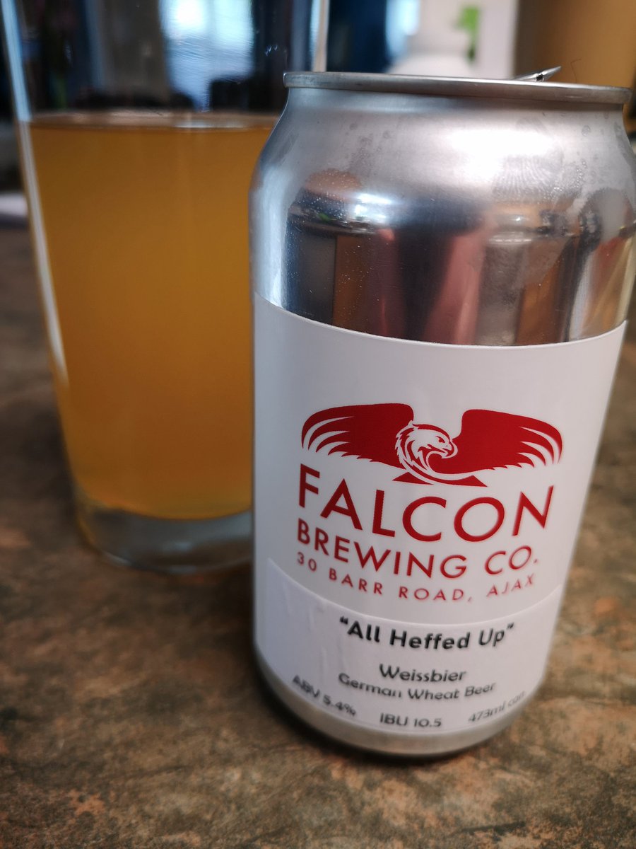 . @falconbrewingco I was waiting for you to make a Hefe! Had it with lunch today and thoroughly enjoyed it! Be down soon to pick up some more for the #weekend #ontariocraftbeer #CraftBeer #Weissbier