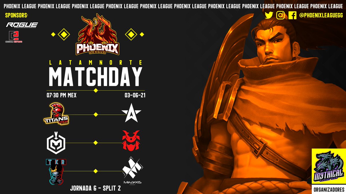 #wildrift | Matchday

HOY SE JUEGA PHOENIX LEAGUE

Region LAN - Jornada 6 - Split 2
📆| Hoy jueves 3 de junio
⏰| 7:30PM 🇲🇽
🎙️| ATOM <a href="/ATOMG17/">ATOM</a>
📺| youtu.be/NvPJVbjKIeA

#WeAreOnFire🔥 

#wildriftlatam  #lolcitosalvaje  #wildriftesports