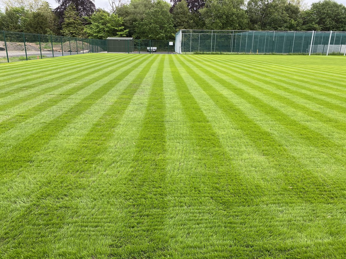 First cut of the new net training area since germination at Edgbaston Community Sports Ground 🌱☀️🏏<a href="/WarwickshireCCC/">Bears</a> <a href="/MM_Seed/">MM Seed</a>