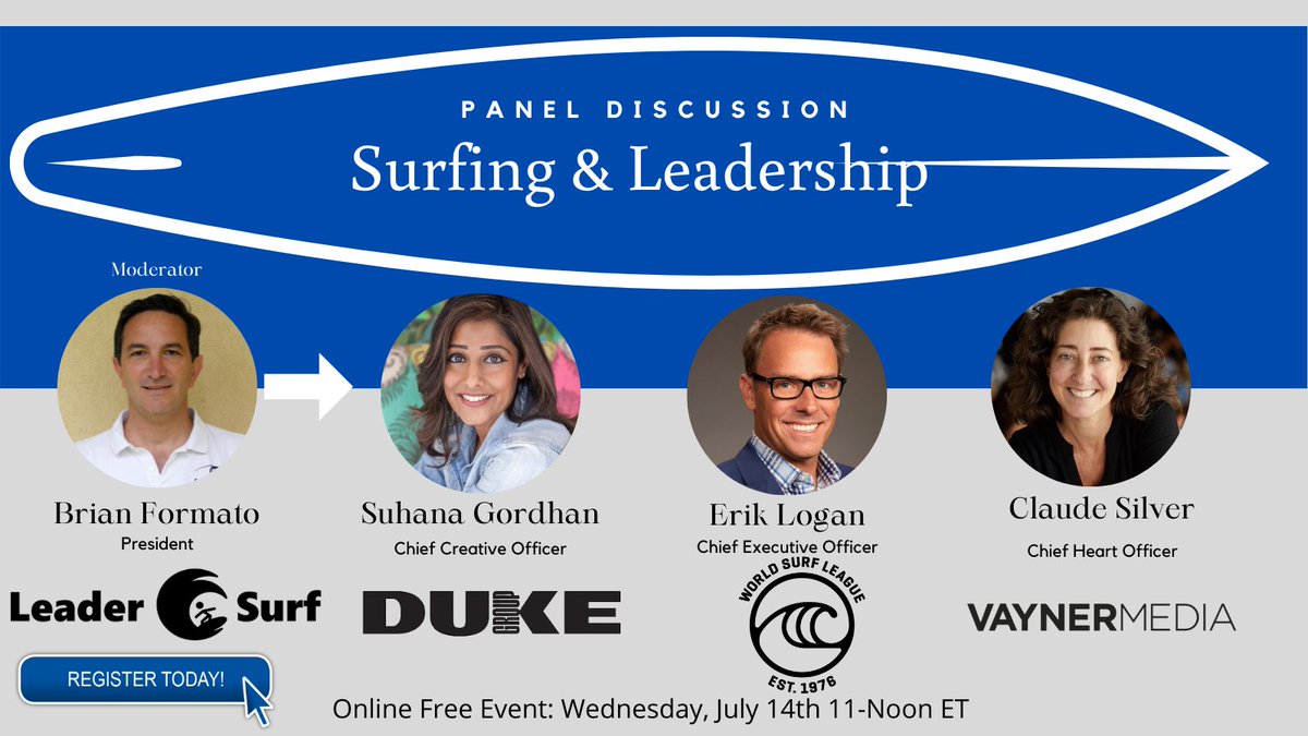 A free webinar featuring industry influencers who surf.  Learn the role surfing has played in their personal and professional success.  Register here us02web.zoom.us/webinar/regist… #surfing #leadership #webinar <a href="/VaynerMedia/">VaynerMedia</a> <a href="/wsl/">World Surf League</a> <a href="/dukeadvertising/">DUKE. </a>