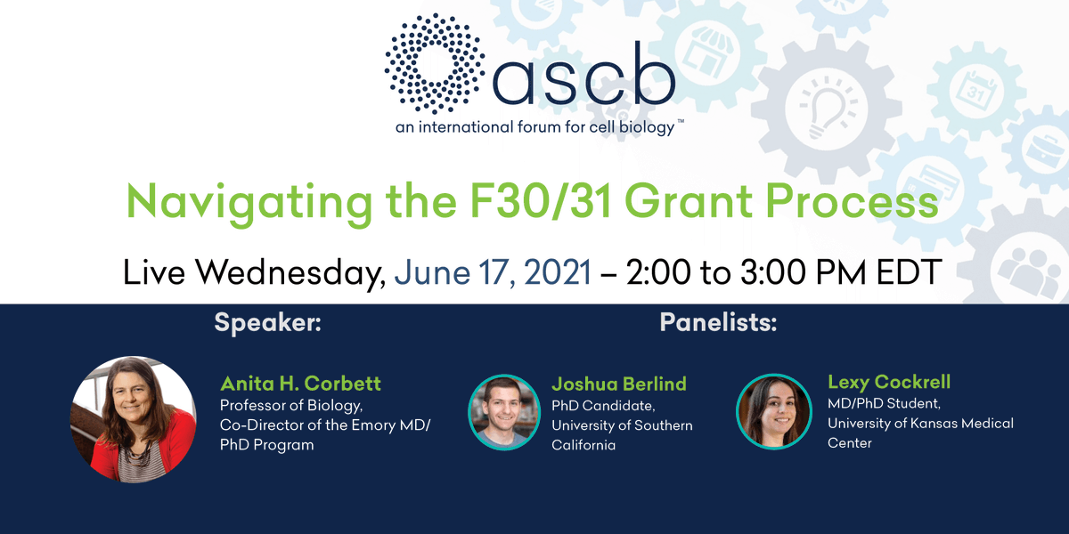 Free webinar! Navigating the F30/31 Grant Process
Anita Corbett of Emory will give a brief overview of F30/31 fellowship application and review process and discuss the grant with F30 and F31 fellowship recipients.
ow.ly/uTWV50F2111