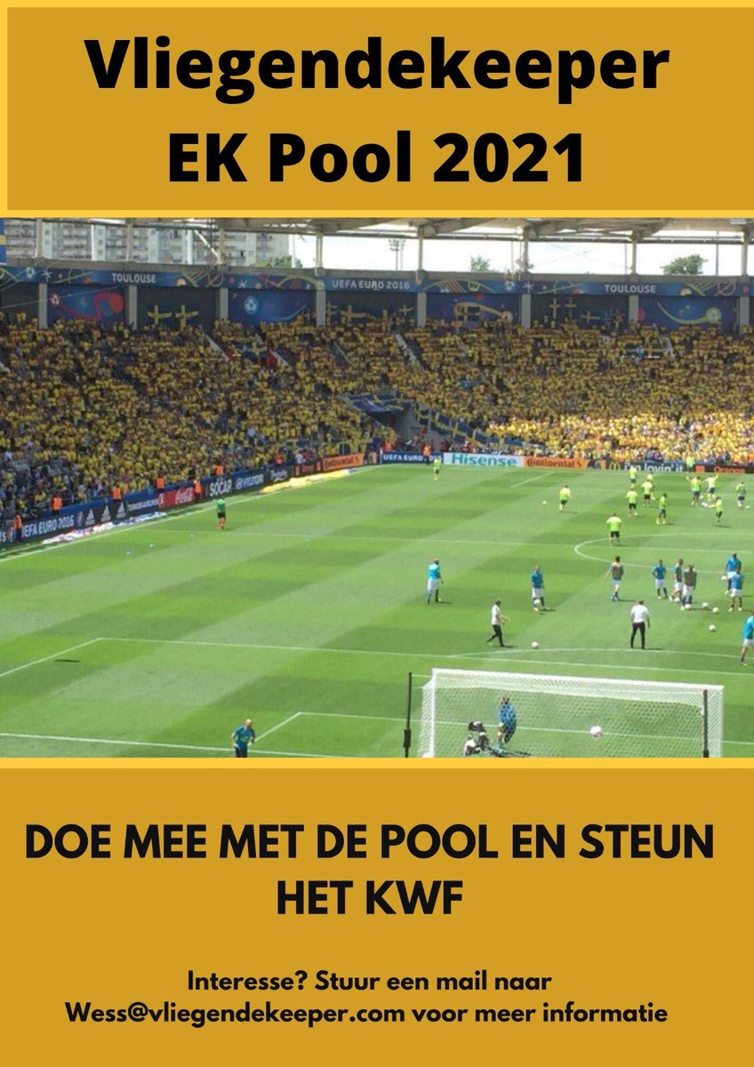 Nog ruim een week tot het EK 2021.
Wil jij het op een leuke manier beleven en het KWF steunen? Doe dan mee met mijn EK Pool waarvan de helft wordt gedoneerd ❤️
 
Interesse? Stuur even je mail adres in DM en ik stuur je alle informatie 

Tegen Kanker. Voor het leven.