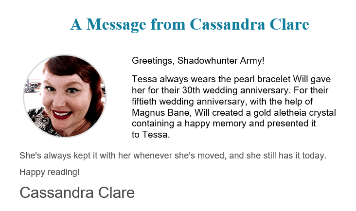 TMI_Source's tweet photo. From today's Shadowhunter Army newsletter.
May I suggest some tissues before you read @cassieclare's message? 🥺 https://t.co/p91WgNjrKj