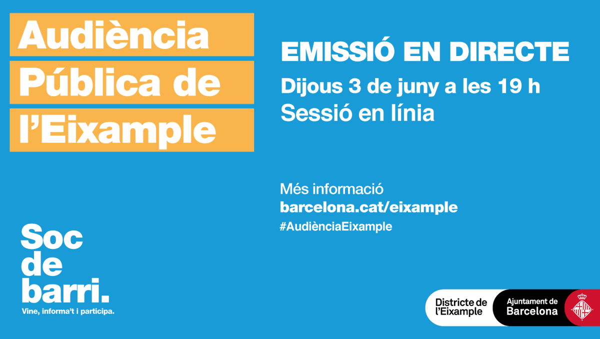 evabaror's tweet photo. Avui, 1a Audiència Pública🏛 semi-presencial 🫂 a l'#Eixample #Barcelona! Recuperem mica en mica la presencialitat 👬👨‍👩‍👧‍👧👫👭👨‍👧i amb ella l'#impuls ⚡de la #participacio de #districte, de la política de #proximitat... ✊ https://t.co/RotEk1sjtD