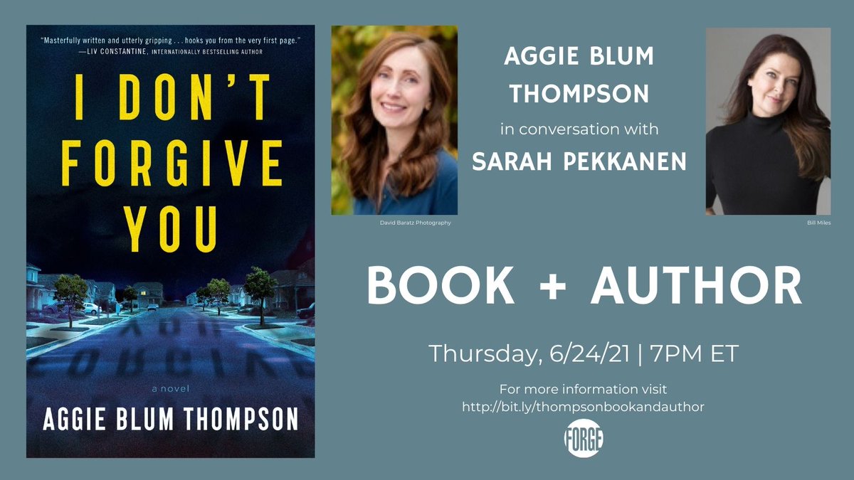 This is going to be good: don't miss Aggie Blum Thompson, author of #IDontForgiveYou, in conversation with <a href="/sarahpekkanen/">Sarah Pekkanen</a> on June 24th!

Register here: bit.ly/thompsonbookan…