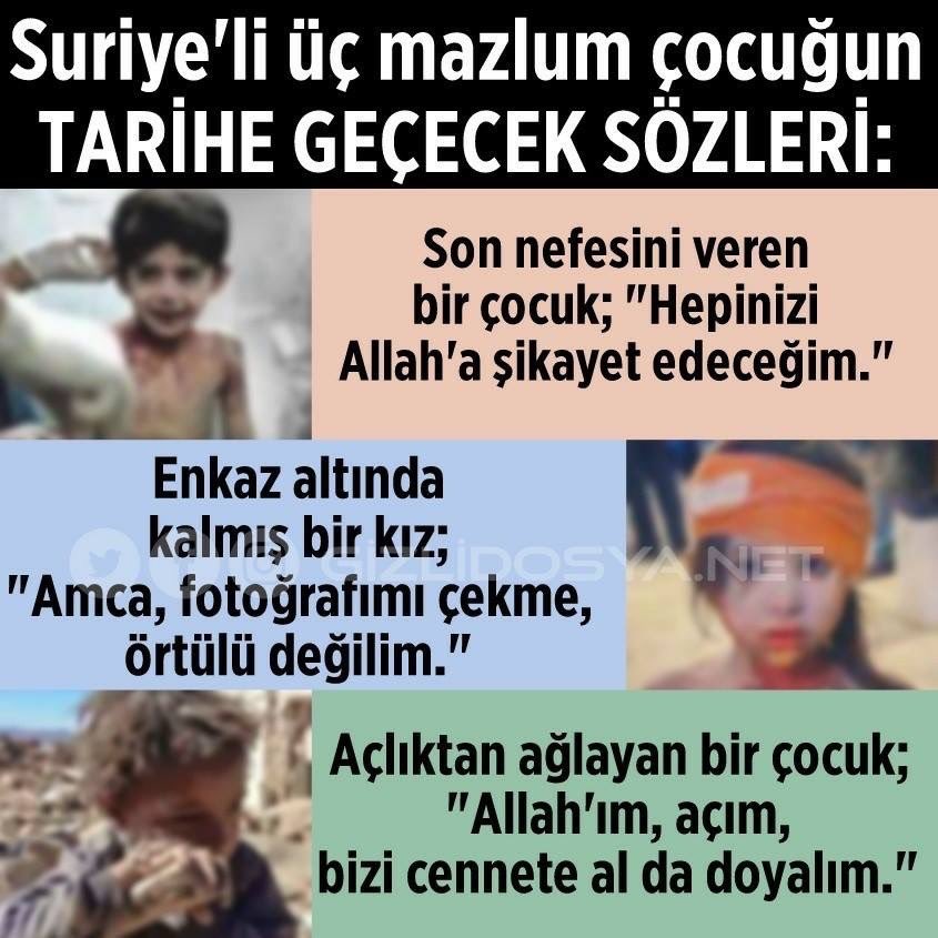 Çocukların öldürüldüğü bir dünya da insanlık bitmiştir ve barıştan bahsedilemez..!

İstanbul 22:23 🇵🇸🇹🇷
Alıntıla devam et...

@Ates_Ates67
@Reis___Rte 
@FatihErdogan_53 
@rifatsahin61 
@Bilal503850 
@1453_RTE1 
@eses169 
@zikrullah1974 
@tahirasar923 
@muhammed2165