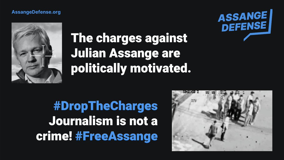 The charges against Assange are politically motivated, revealing war crimes is not a crime #FreeAssange #DropTheCharges