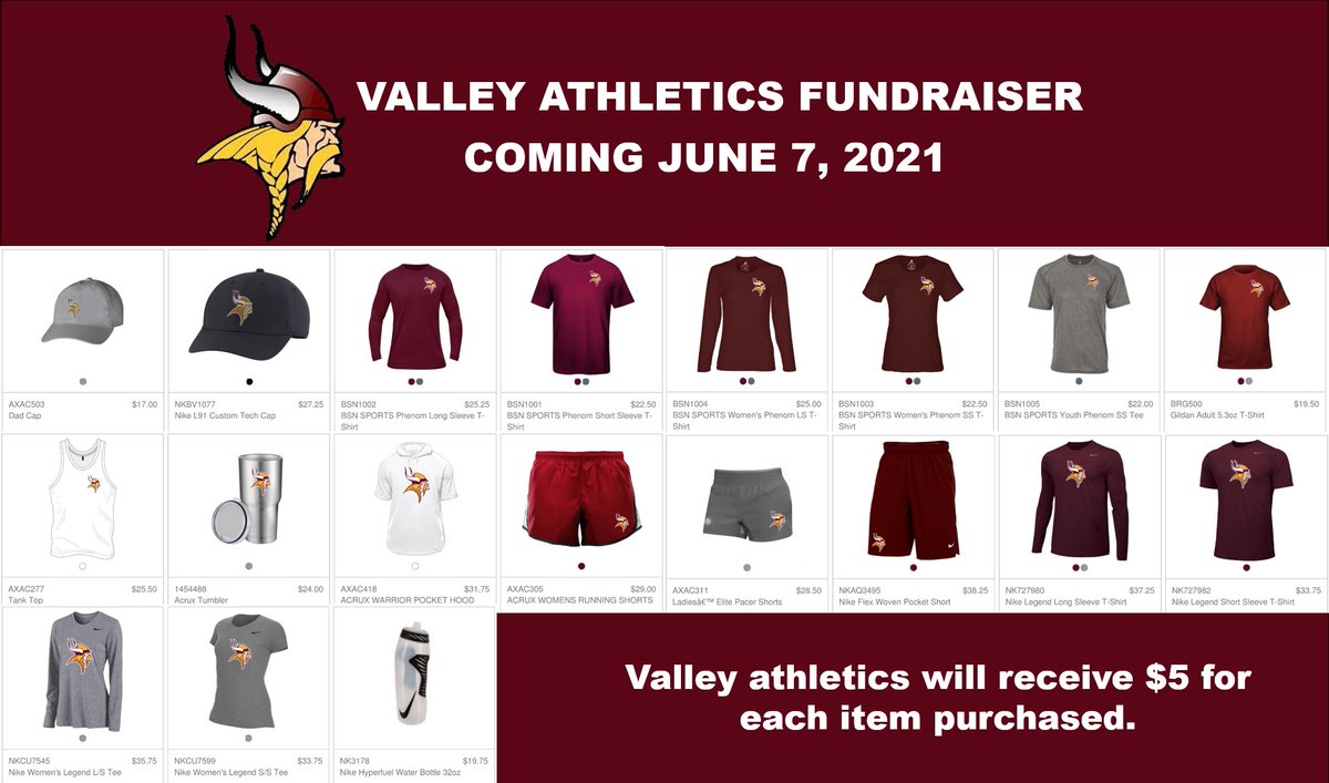 Get your Viking gear for the upcoming season. Information on valley.aps.edu/athletics. Go Vikings