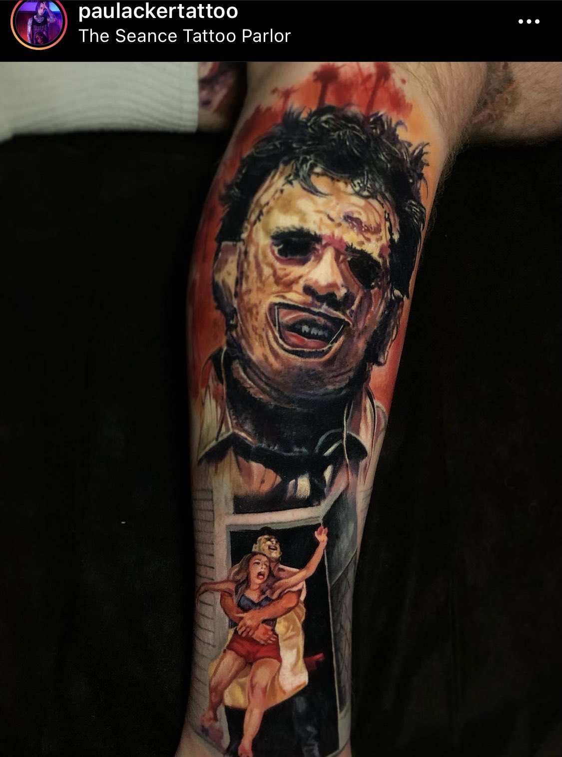 Nerual Art Tattoo  Leather face  Texas Chainsaw Massacre piece done  today Really enjoyed this one Would love to do more horror themes pieces  please   Facebook