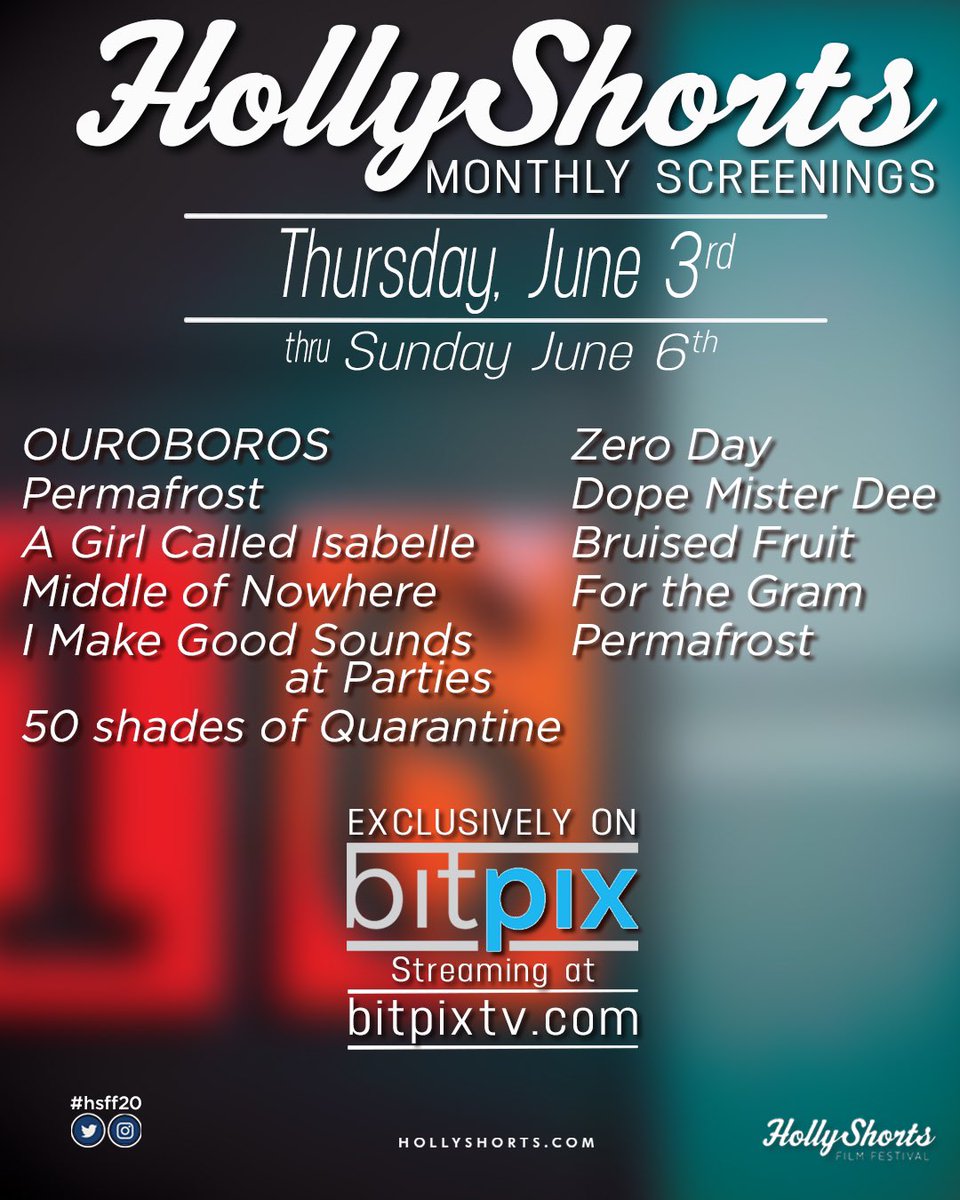 Our popular bi-monthly screening series returns and is available for streaming tomorrow Thursday June 3rd exclusively on Bitpix!! <a href="/bitpixtv/">bitpix</a> 
You can get your streaming pass today! #monthlyscreening #shorts #shortfilm #bitpix #hollyshorts