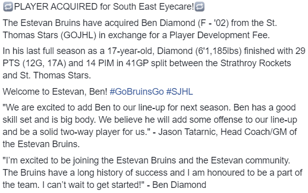 Eagle Sky Estevan Bruins tweet media