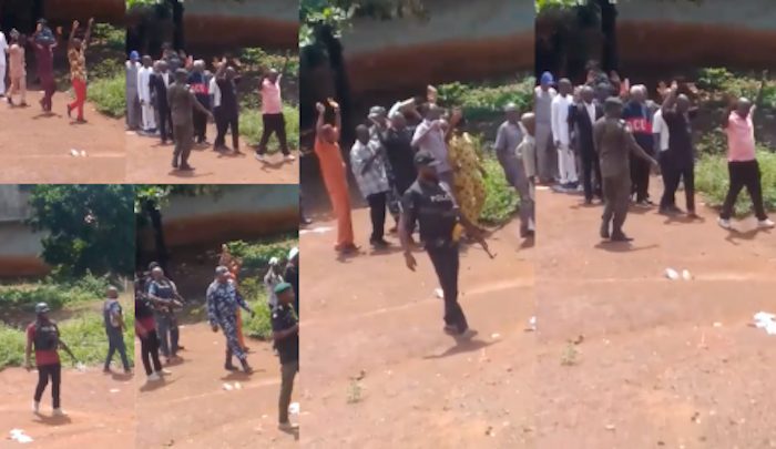 jihadwatchRS's tweet photo. Nigeria: Army, police storm church during service, march away 50 people on suspicion of belonging to Biafra group https://t.co/xWnPtQTMP3 https://t.co/tSbuuDH7Cb