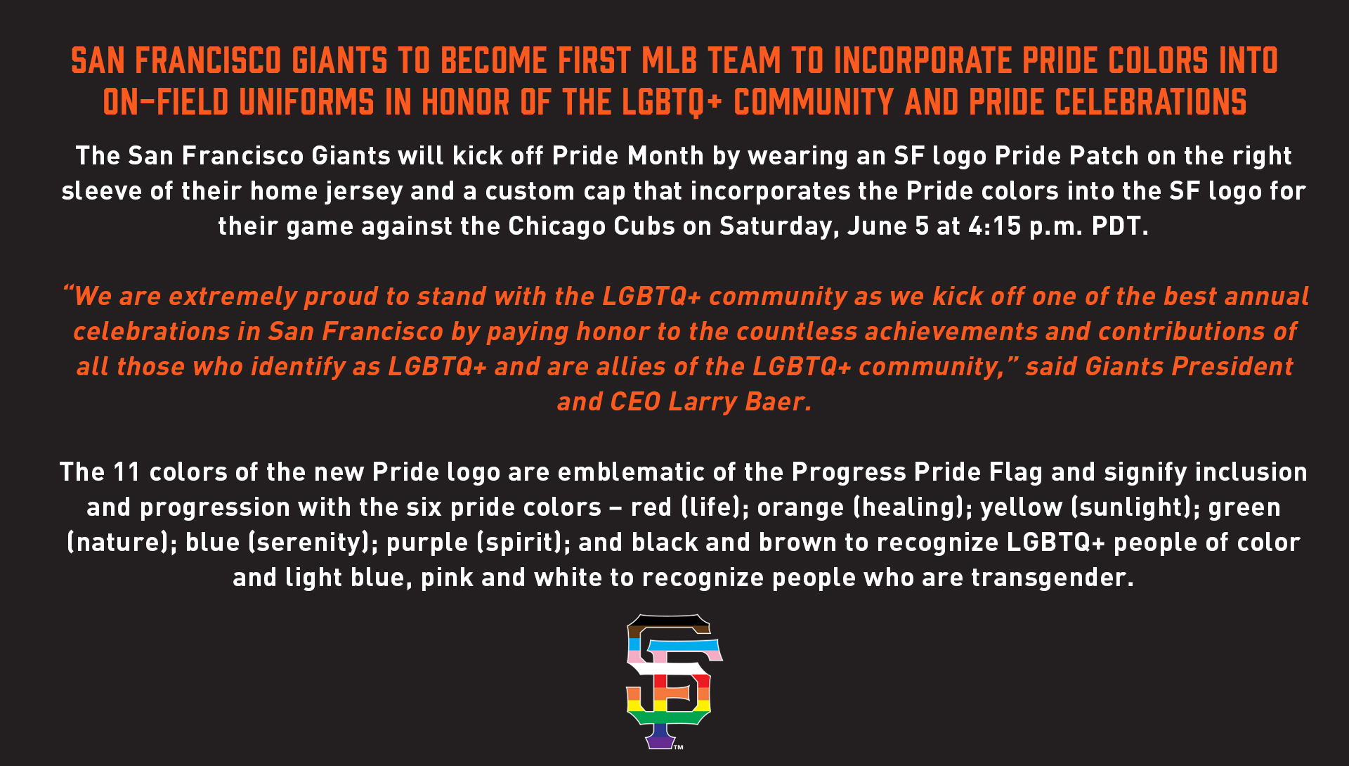 Giants Become First MLB Team To Wear Pride Colors On Field