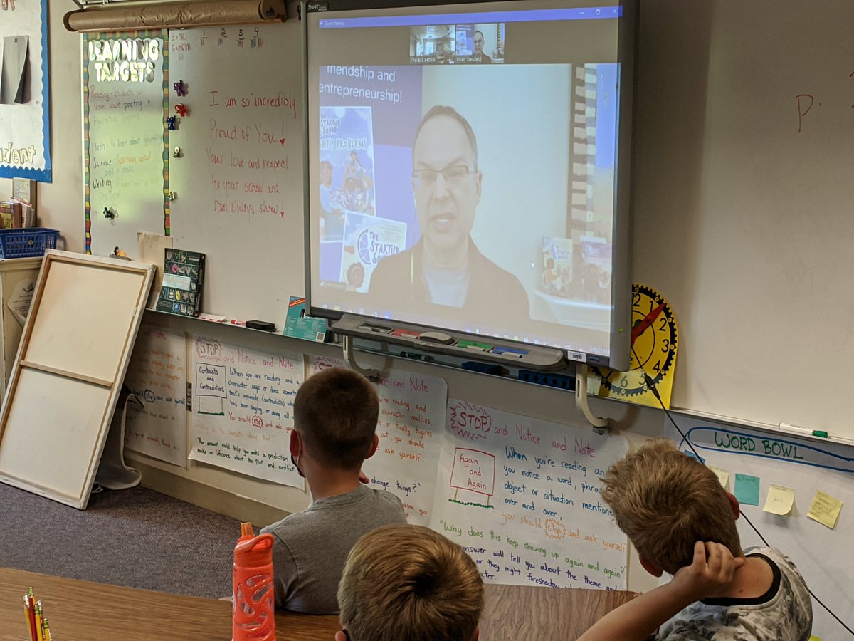 Always a blast to speak to kids about entrepreneurship.  Thank you #BeEnspired and #NEOeship for introducing <a href="/thestartupsquad/">thestartupsquad</a> to <a href="/KenstonTES/">Kenston TES</a> ! #authorvisits #virtualvisits