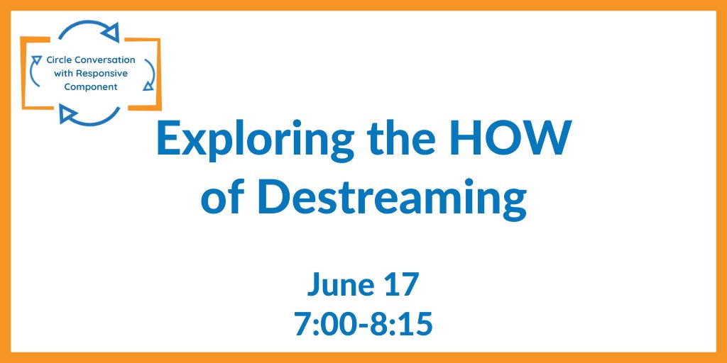 We are Exploring the HOW's of #Destreaming. On June 17th from 7-8:15, we  begin together and then break into subjects: @WhiteRoomRadio is leading English/Humanities, <a href="/KelleyMaharaj/">Usha KelleyMaharaj</a> is leading Science, and @MccSio is leading Math. Register by subject at thementoree.com/marketplace/