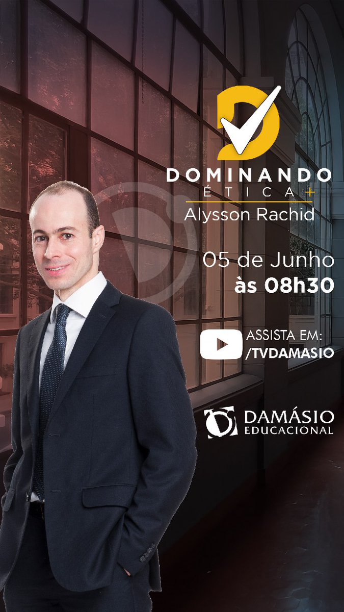 🗓 Anote aí: 05-JUN, às 8h30, tem #DominandoEtica+!
⠀
Um evento #gratuito cheio de dicas do Prof. <a href="/alyssonrachid/">Alysson Rachid</a> para você ir bem nessa disciplina na prova de 1ª Fase da OAB!
⠀
⭐ INSCREVA-SE agora no link: servicos.damasio.com.br/oab/tamojuntoo…