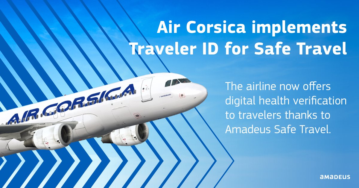 Traveler ID for #SafeTravel keeps growing with Air Corsica now live! Through Amadeus’ Safe Travel Ecosystem, we’re working with airlines and other travel providers to facilitate a more touchless journey. Details here: ow.ly/atTH102ATHu #rebuildtravel