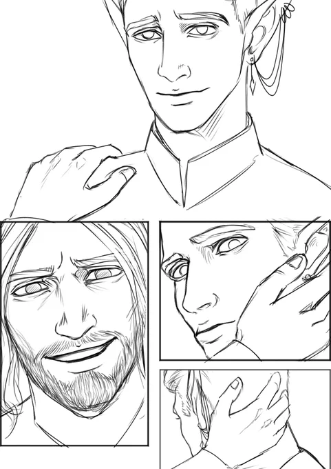 Ok so I stumbled upon this #shadowgast first kiss comic WIP that I had for so long now. It even has a forehead touch!

I always wanted to inspire the lines by whatever they'd say when it happens for real 🤡 Now I'm posting it for manifesting reasons! 