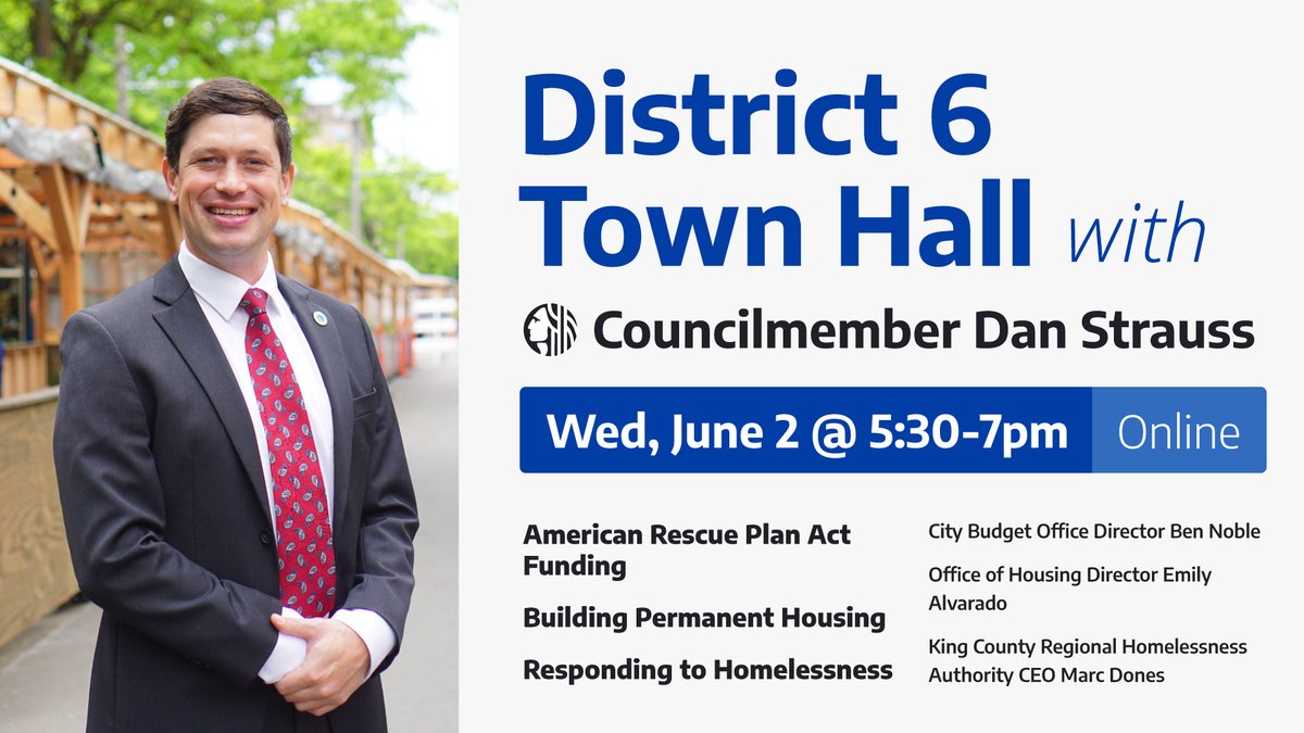 You’re invited to my Town Hall this Wednesday, June 2nd, from 5:30 – 7:00 pm. We'll discuss how we’re using American Rescue Plan Act funding, building permanent housing throughout D6 and the city, as well as how we’re addressing homelessness. Please RSVP: docs.google.com/forms/d/e/1FAI…
