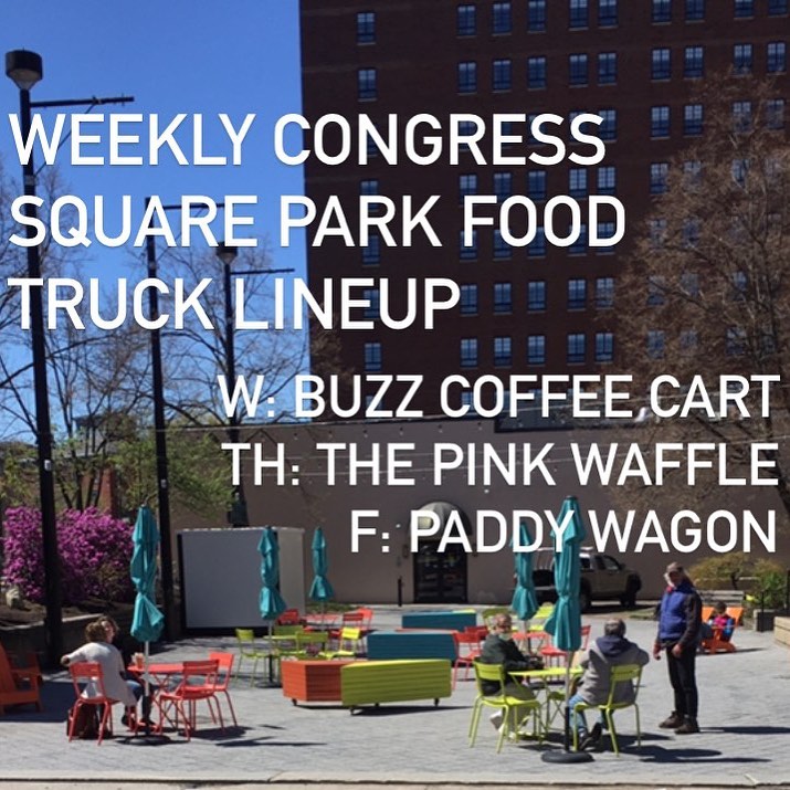 A reminder of our food truck lineup for the week! Cold brew on Wednesdays, Waffles on Thursdays, and Irish Fish &amp; Chips on Fridays. With libations like these, what excuse do you have not to hang out with us?
.
.
.
#congresssquarepark #portlandmaine
#portlandmainefoodtrucks