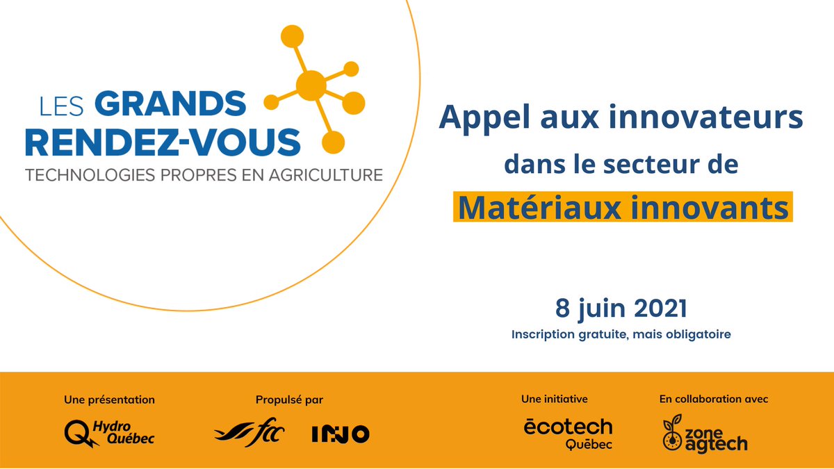 ZoneAgtech's tweet photo. Vous êtes un développeur de technologie propre du secteur des #matériauxinnovants ? Venez suggérer votre solution aux défis des entreprises du secteur agricole lors des #GRDV! #relanceverte https://t.co/1F1cK8Gm5q https://t.co/4ZBxCMSior