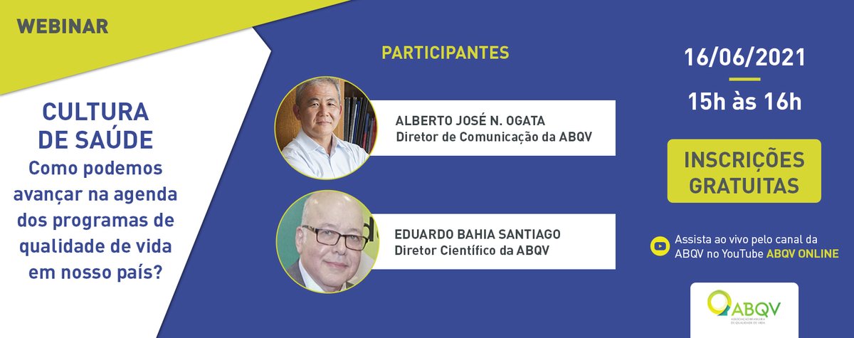 ABQV's tweet photo. 📚💡 Nossos webinars estão de volta! Temos um próximo encontro com você no dia 16 de maio, a partir das 15h, para falar sobre a agenda dos Programas de Qualidade de Vida no Brasil. Faça a sua inscrição gratuita em: https://t.co/lxuihIUvKj https://t.co/Yh5CvuiUfN