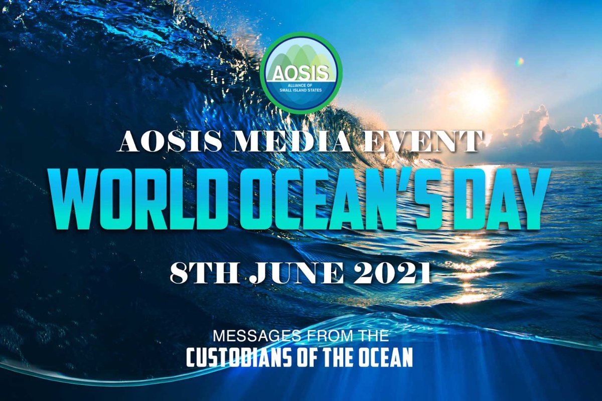 AOSISChair's tweet photo. On #WorldOceansDay, in our role as ocean custodians, we will transmit important messages on this critical issue and more, that threaten our #oceans and by extension, #SIDS cultures and livelihoods. #StayTuned #SIDSMatter #June8th https://t.co/qcpk1FzESr