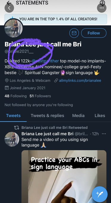 This is a fake page! You can tell this is not Briana if you look closely at the handle  The REAL BRIANA<a href="/tag/mytwitteranniversary"class="tags"><span>#mytwitteranniversary</span></a>